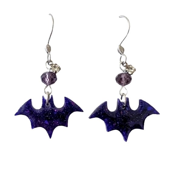 Resin Earrings - Bat Shaped