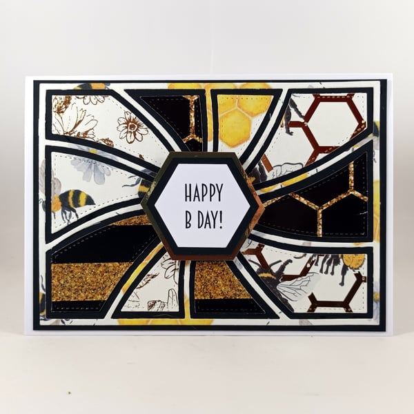 Handmade bee themed birthday card