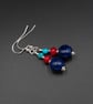 Turquoise, Lapis Lazuli, Coral and sterling silver earrings, Sagittarius jewelry - Image 3