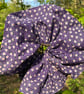 Statement mega scrunchie in purple ditsy cotton - Image 2