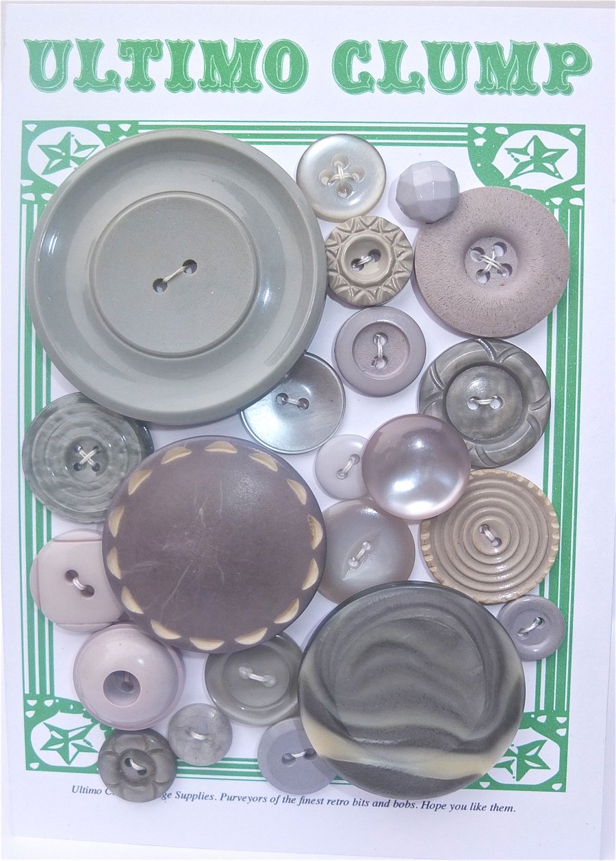 22 Vintage Pale Grey Buttons