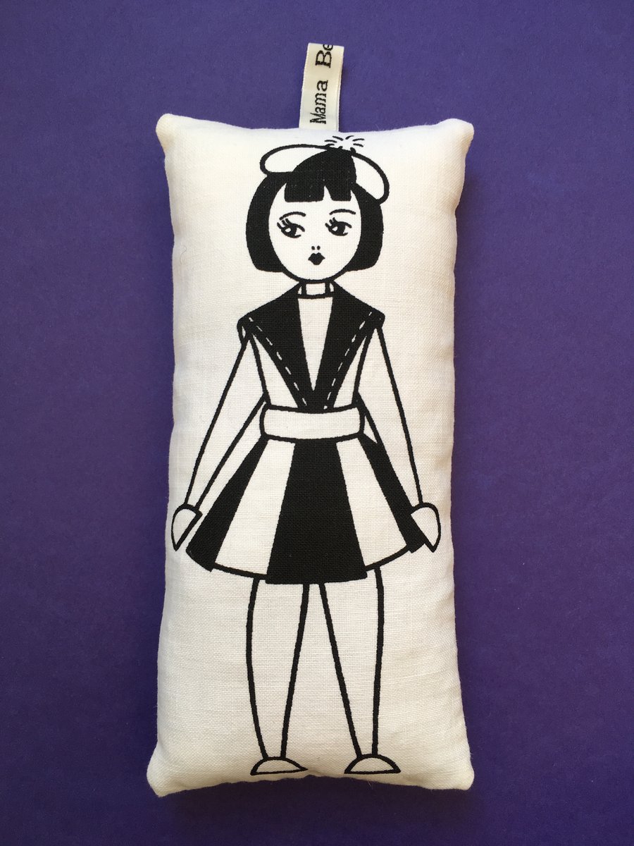 Hand Screen Printed Polish Doll Lavender Bag with Vintage Habitat Fabric.