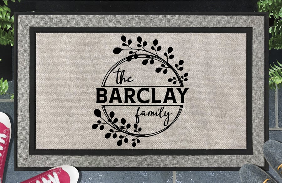 Personalised Surname Door Mat - Customised Family Name Doormat - All Weather 