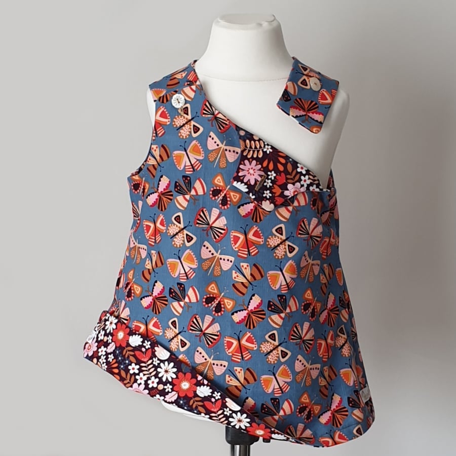  Age 4-5 years Handmade Joleen Reversible Pinafore Dress in Needlecord