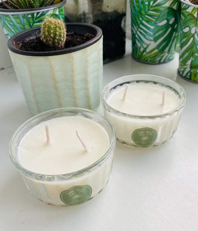 Pair of Recycled Jar Candles - Warm Woods and Cashmere