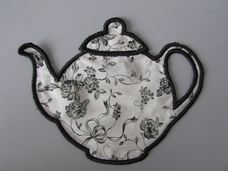 Embroidered Fabric Teapot Applique