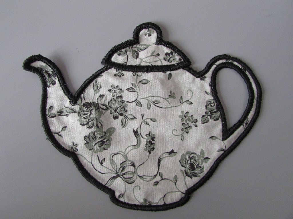 Embroidered Fabric Teapot Applique