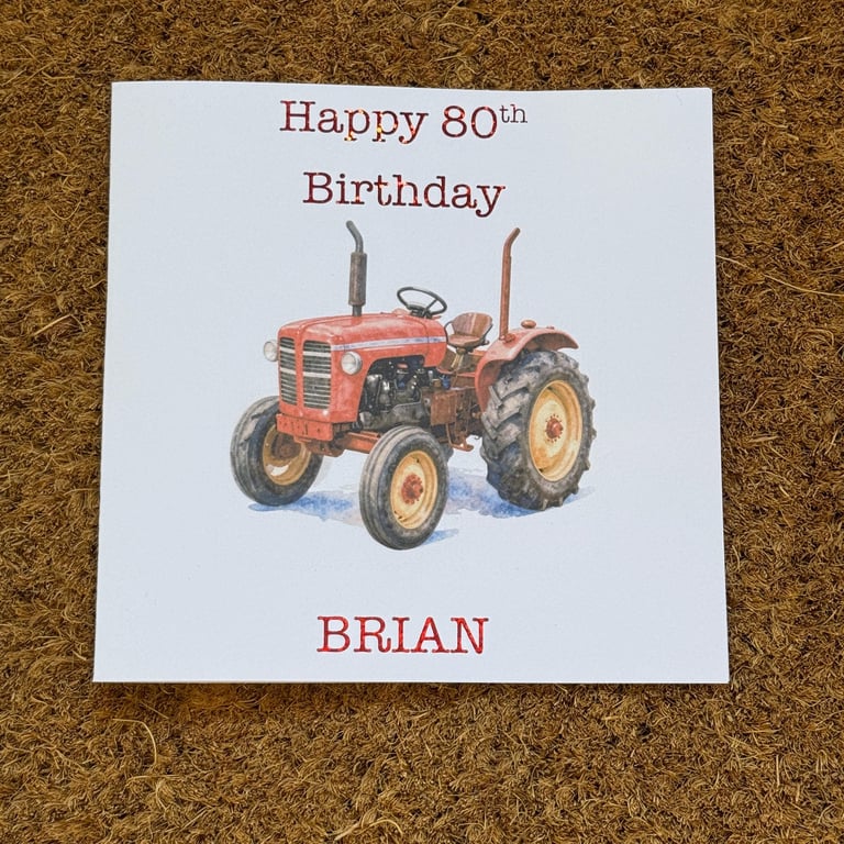 Vintage Red Tractor Birthday or Fathers Day Card Watercolour Style Farm Card