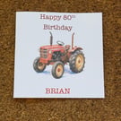 Vintage Red Tractor Birthday or Fathers Day Card Watercolour Style Farm Card