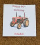 Vintage Red Tractor Birthday or Fathers Day Card Watercolour Style Farm Card - Image 1