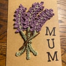 Handmade crochet lavender A6 “Mum” greeting card