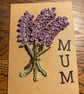 Handmade crochet lavender A6 “Mum” greeting card