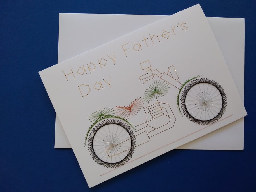 Happy Fathers Day Card, Featuring a Motorbike.