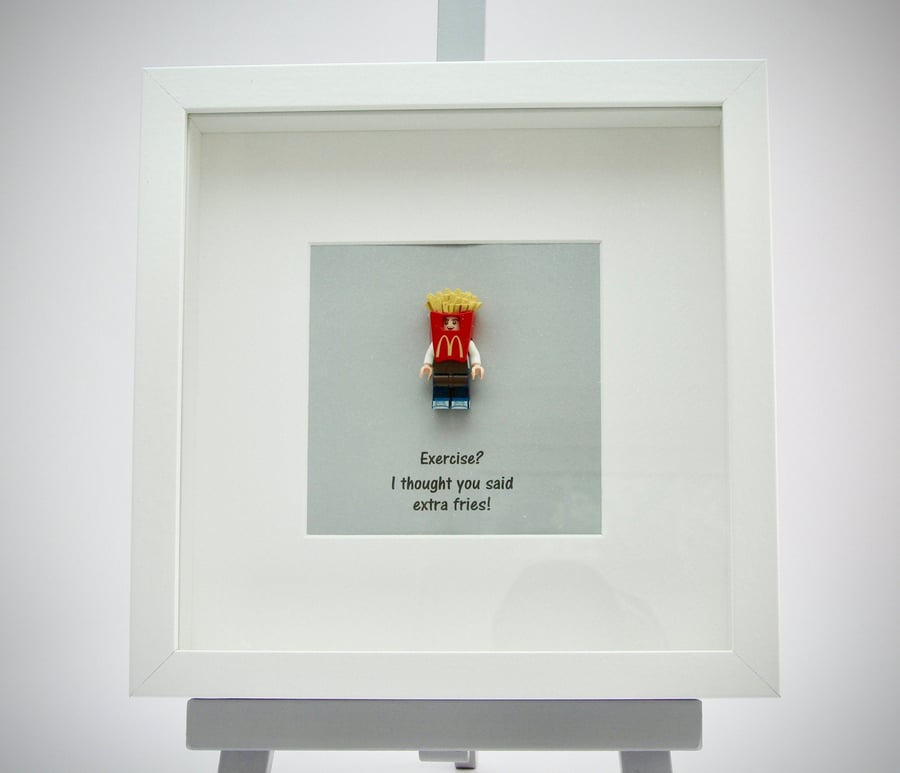 Funny French Fries saying mini Figure framed picture 