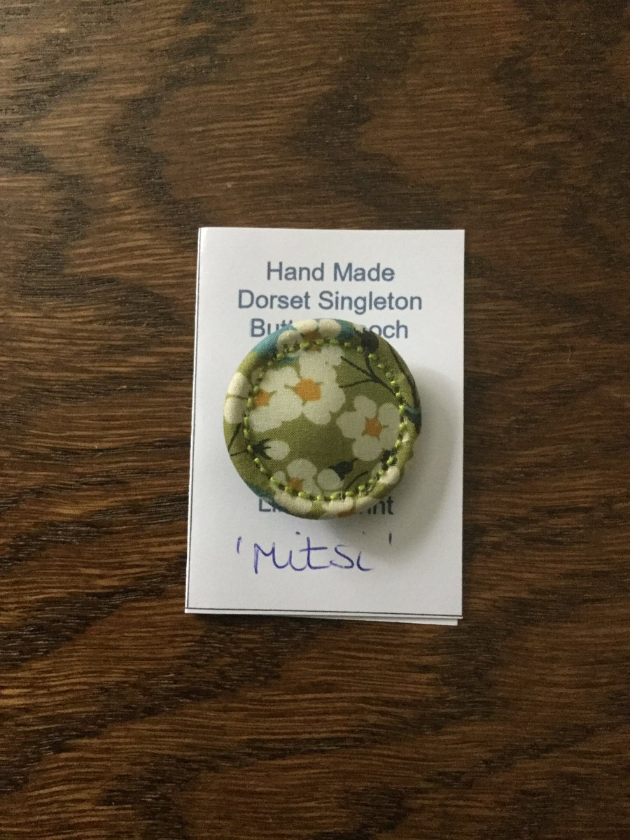 Liberty Print Dorset Singleton Button Brooch, ‘Mitsi ’, Green