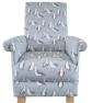 Clarke Seagulls Duck Egg Fabric Adult Armchair Chair Gulls Birds Coastal Seaside - Image 1
