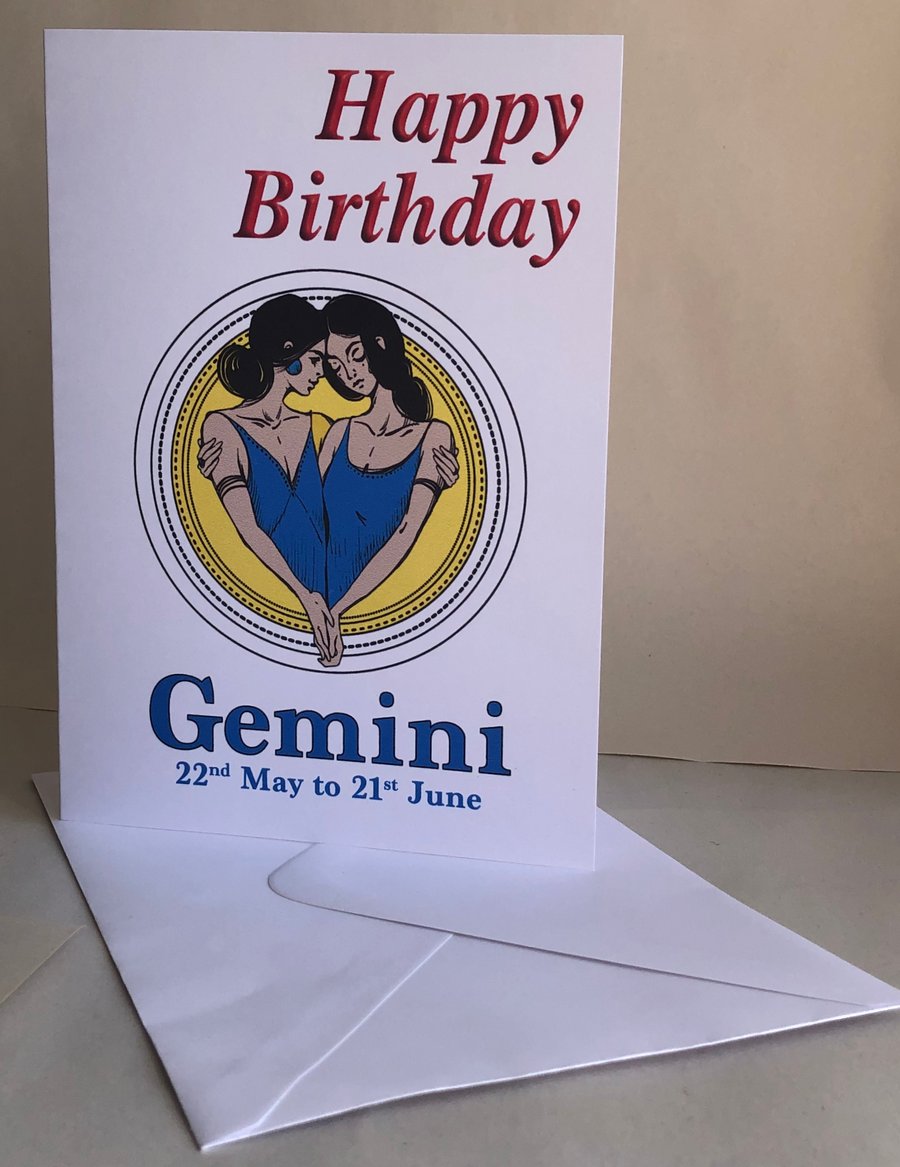 Gemini - The Twins (22nd May - 21st June) -  Birthday or Plain card