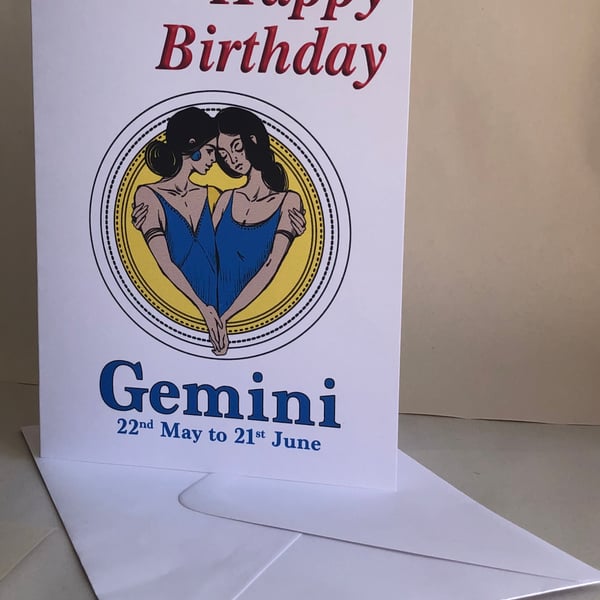 Gemini - The Twins (22nd May - 21st June) -  Birthday or Plain card