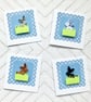 Blank cards - set of 4 quilled rabbits - thank you, get well cards - Image 1