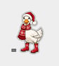 Funny Christmas Sticker Vinyl Xmas Decal For Adults - Happy Goose In Wellies - Image 1