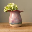 Handmade ceramic bud vase, small pink vase for flowers
