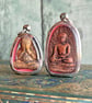 Thai Buddha clay amulets, hanging decoration, mixed media materials