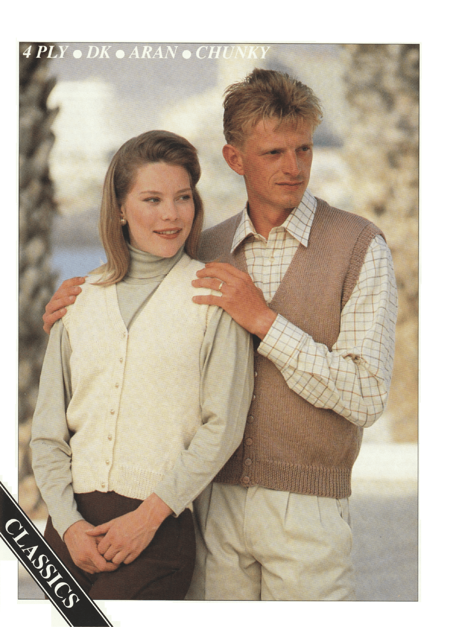 VINTAGE KNITTING PATTERN Family Diploma Gold Waistcoats