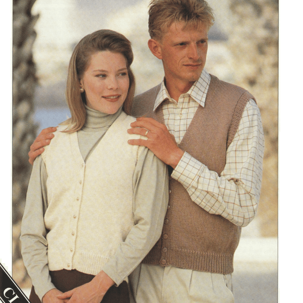 VINTAGE KNITTING PATTERN Ladies and Mens Diploma Gold Waistcoats