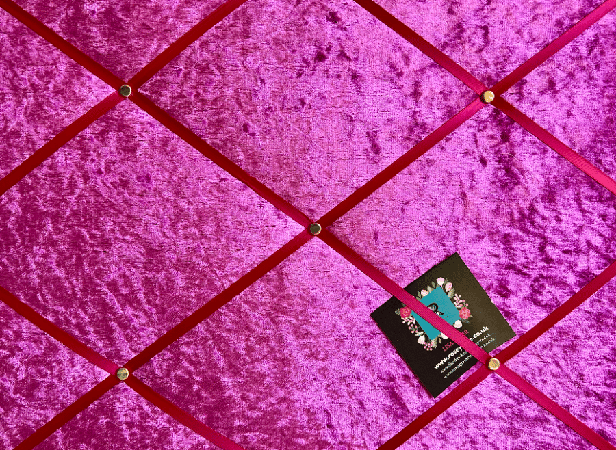 Handmade Bespoke Memo Notice Board With Bright Cerise Pink Crushed Fabric