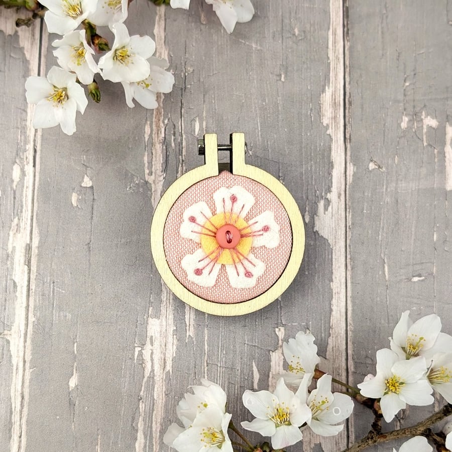 A Hand Embroidered Blossom Brooch