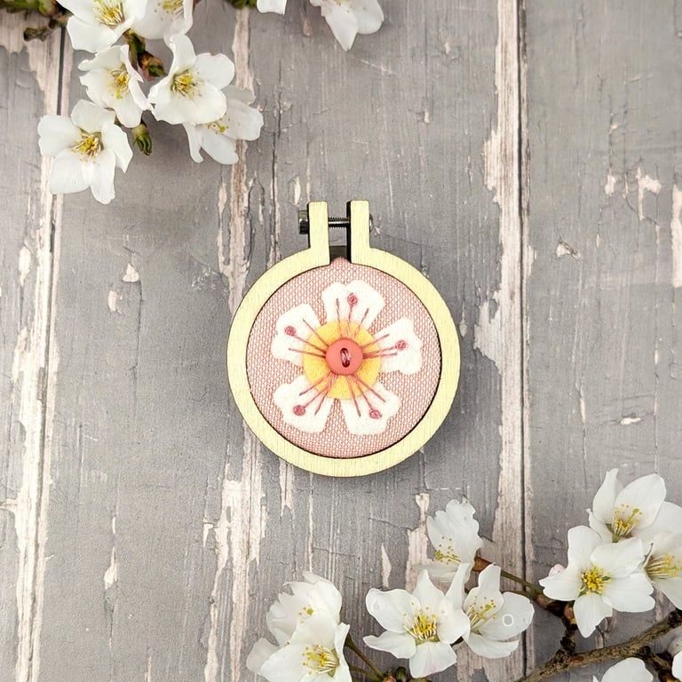 A Hand Embroidered Blossom Brooch