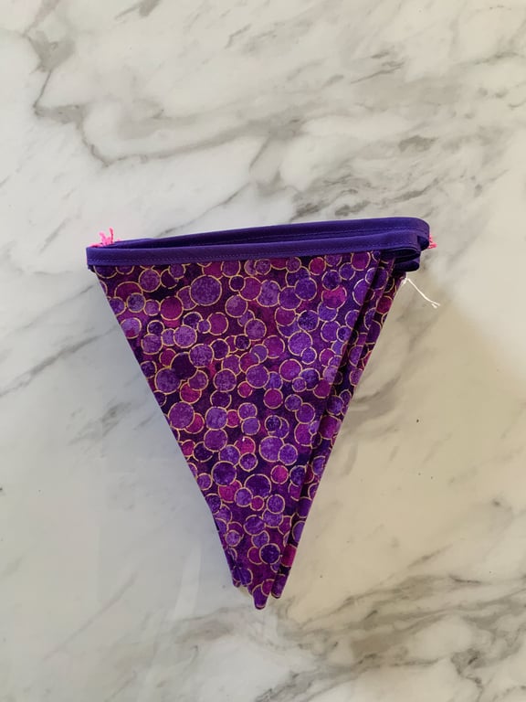 Bunting purple and gold shimmer design from Northcott fabric 3.2 metres 21 flags