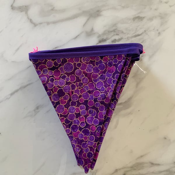 Bunting purple and gold shimmer design from Northcott fabric 3.2 metres 21 flags