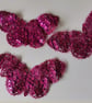 Pack of 5 Cerise Butterfly Motif with Beads & Sequins, 8cm x 14cm Butterfly 