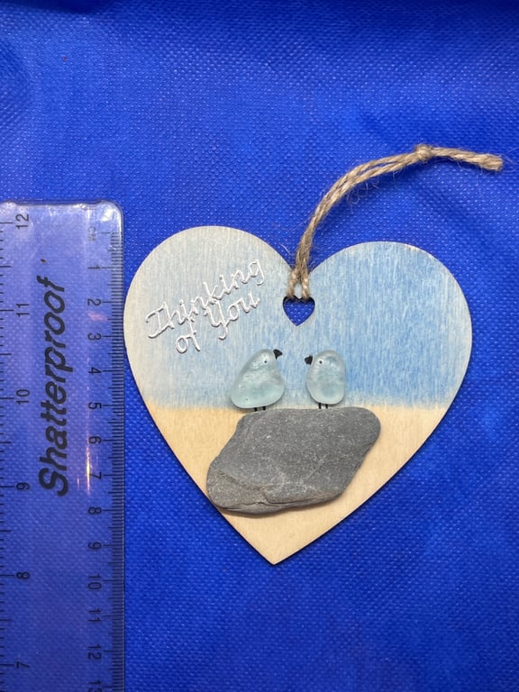 Wooden heart ' thinking of you' gift.