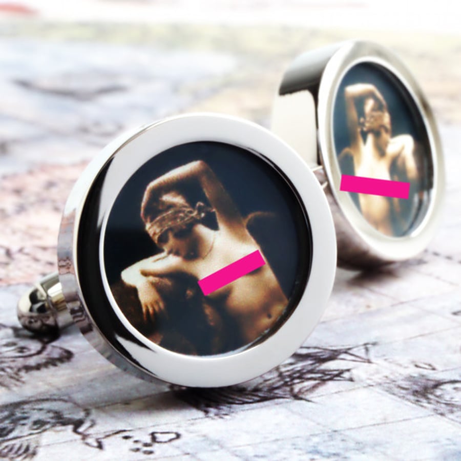 Erotic Vintage Nude Cuff Links, Naked 1920s Women Cufflinks