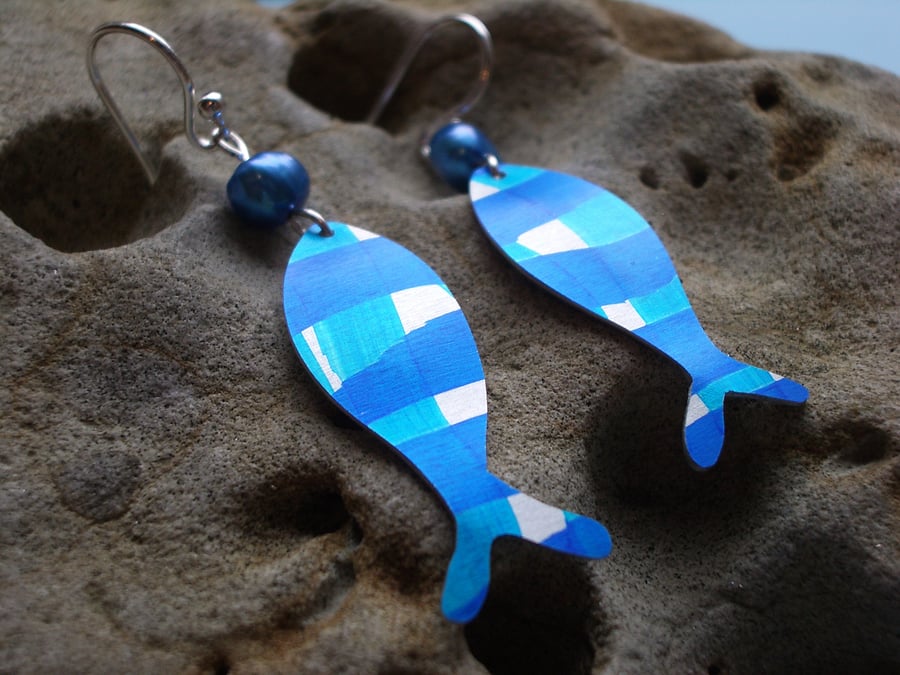 Stripey fish earrings