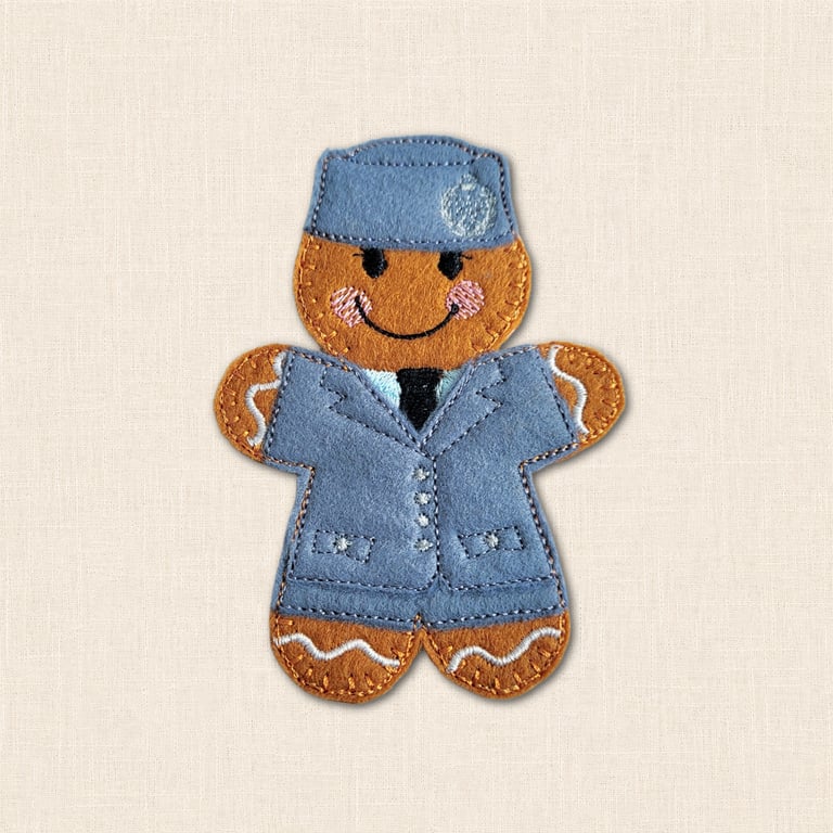 Female RAF Gingerbread Decoration - Embroidered Air Force Character