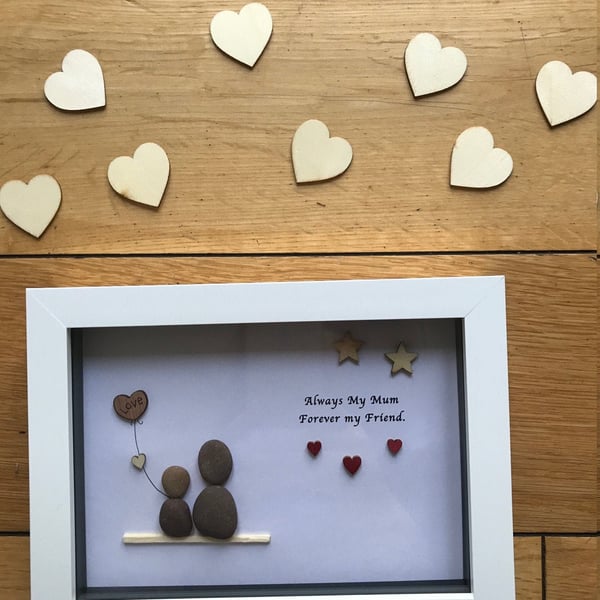 Personalised Mother's Day Frame, Mother's Day Handmade Gifts, Pebble Artwork Fra