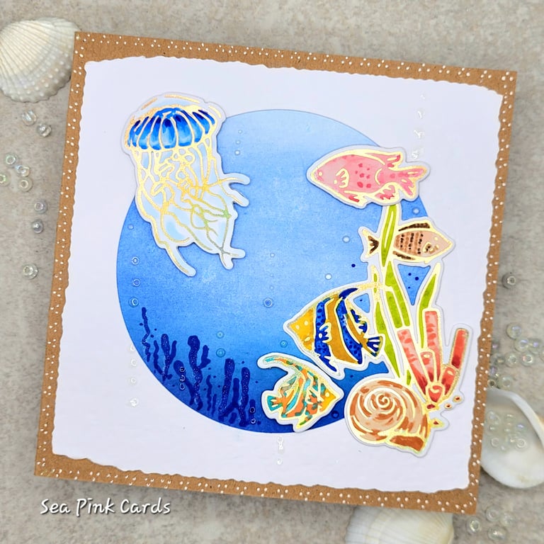 Blank 3D Card - Underwater, sea creatures, birthday, mothers day, thanks