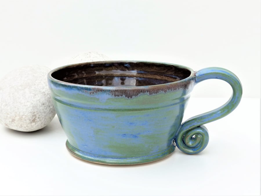 A Large Stoneware Soup Bowl Mug - Tea, Coffee, Hot Chocolate, Ceramics Pottery, 