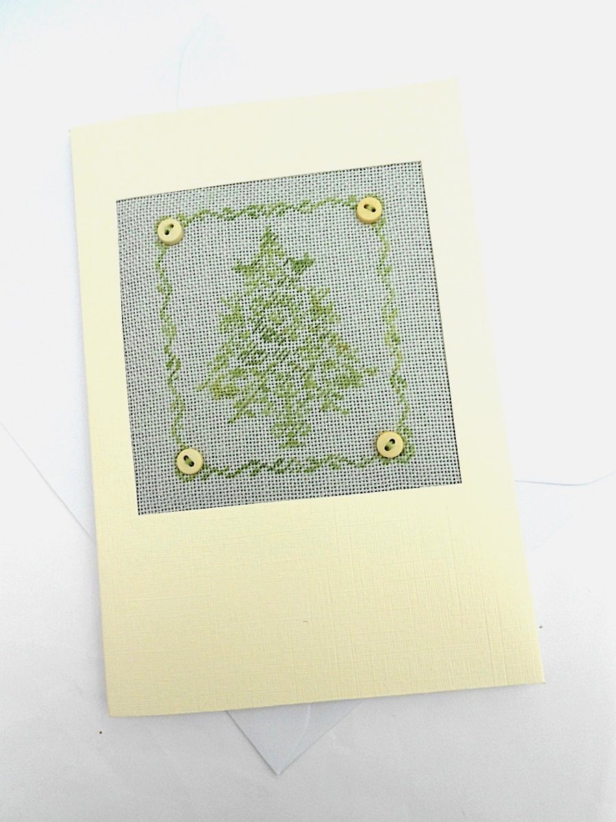 A Button Christmas Tree Petit Point Card