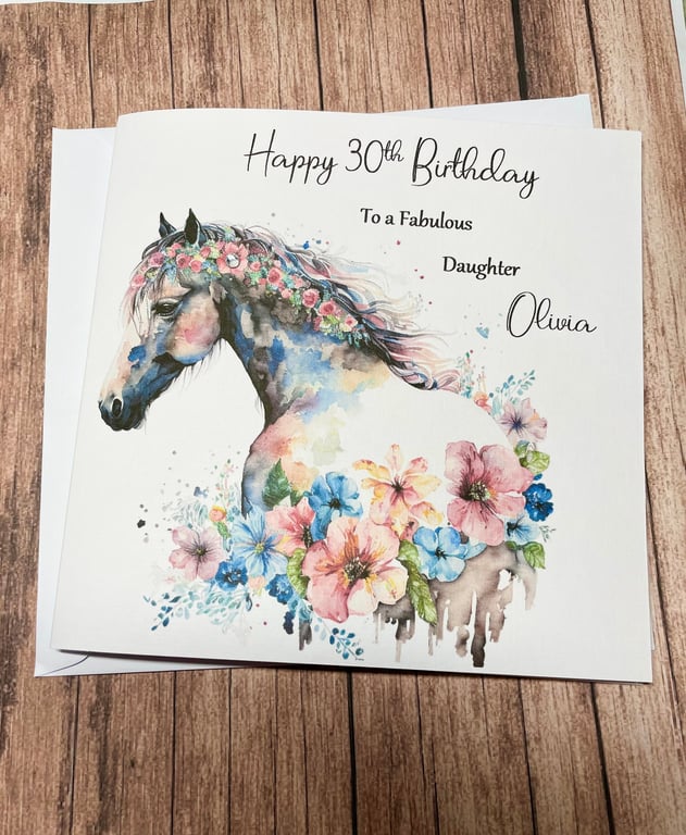 Horse Personalised Card For Her Happy Birthday Daughter Granddaughter Niece etc