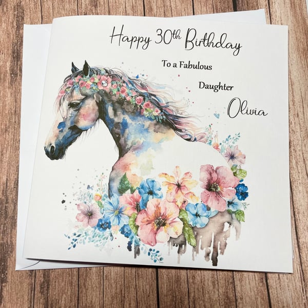 Horse Personalised Card For Her Happy Birthday Daughter Granddaughter Niece etc
