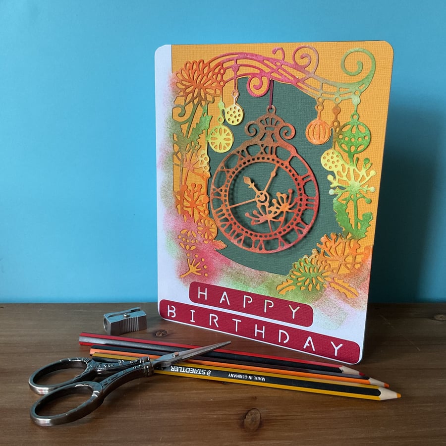 Handmade Hanging Clock Card