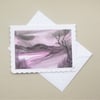 hand painted watercolour landscape original art card ( ref F 667 C3 )