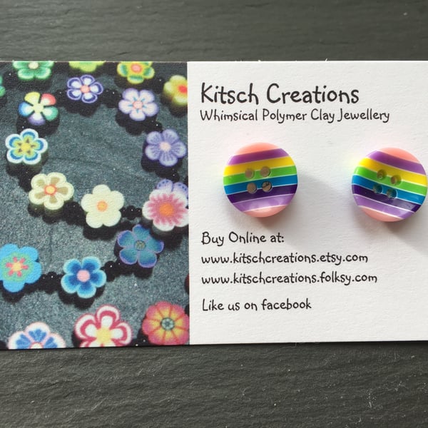 Button Earrings Rainbow Earrings Stud Earrings  Design 4