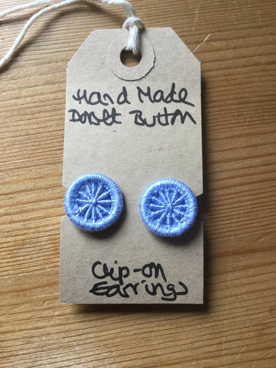 Dorset Button Clip-on Earrings, Pale Blue