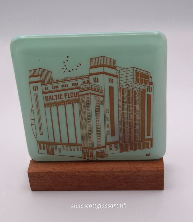 The Baltic Fused Robin's Egg Blue Glass Panel on Block