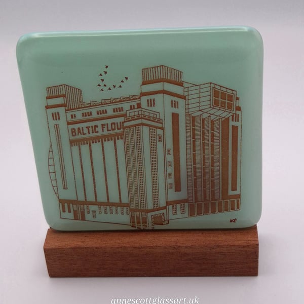 The Baltic Fused Robin's Egg Blue Glass Panel on Block